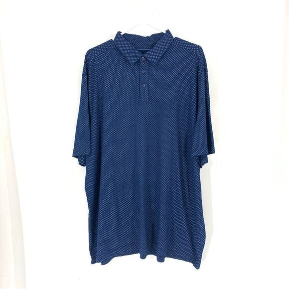 Johnston & Murphy XXL Blue Swiss Dot Short Sleeve Polo Sirt - Picture 1 of 8